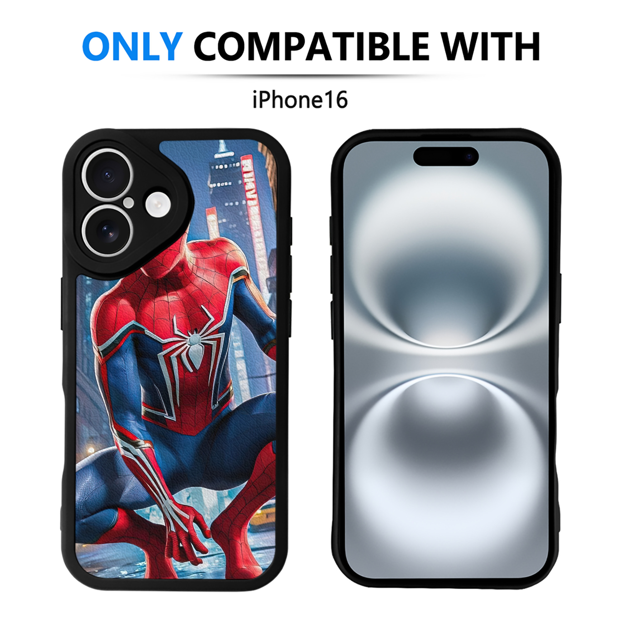 Spider Man スパイダーマン 【iPhone 16シリーズ対応】シリコンスマホケース（レザー調） 材質：シリコン